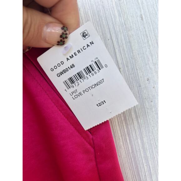 NWT Good American Washed Satin Wide Leg Pants‎ High Waist Love Potion Pink 12/31 - Picture 4 of 9